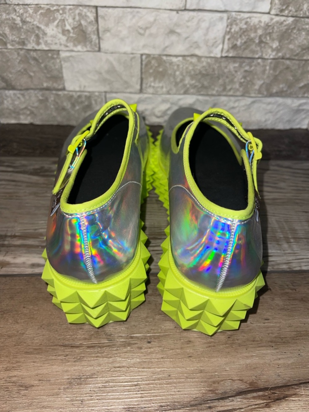 Chocolaticas Rave Women's Mary Jane Platform Neon Party Shoes Reflective - Picture 4 of 5